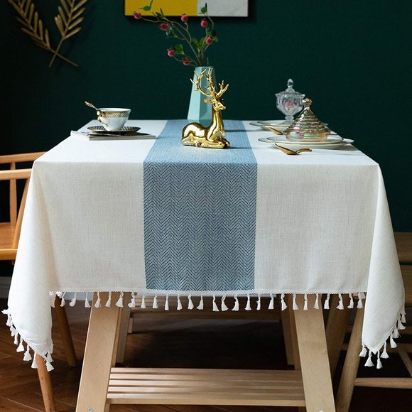 Cotton Linen Grey Rectangle Table Cloths